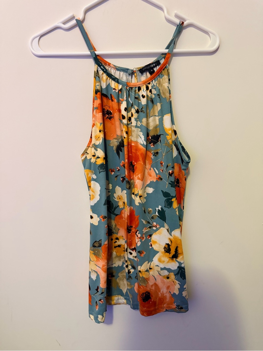 Papermoon Floral Halter Cami - Teal & Orange